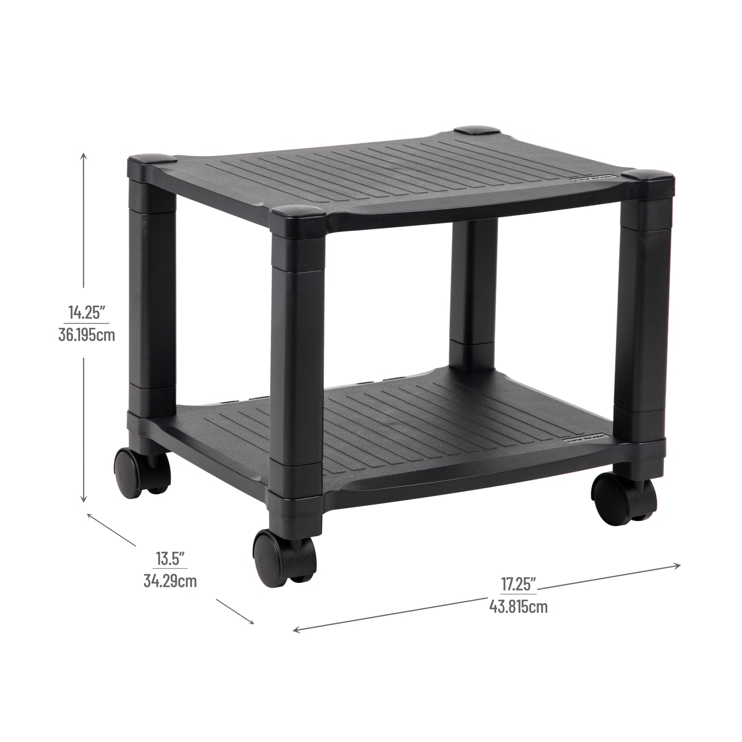 Mind Reader Classify Plastic Mobile Printer Cart With Cable Management, 2-Shelf, 15inH x 17inW x 13inD, Black - Image 4