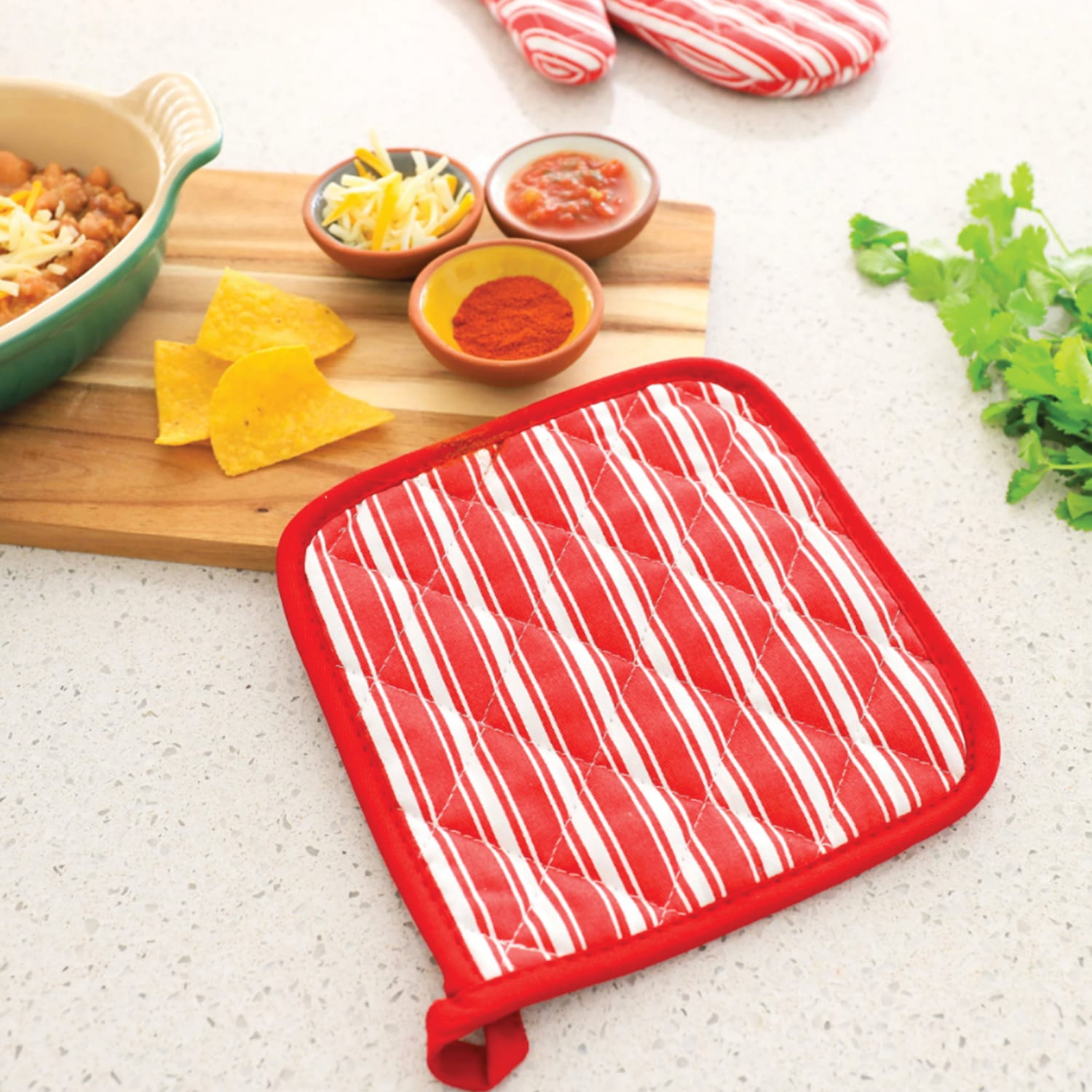 Better Houseware Striped Pot Holder, 7in x 7in, Red - Image 3