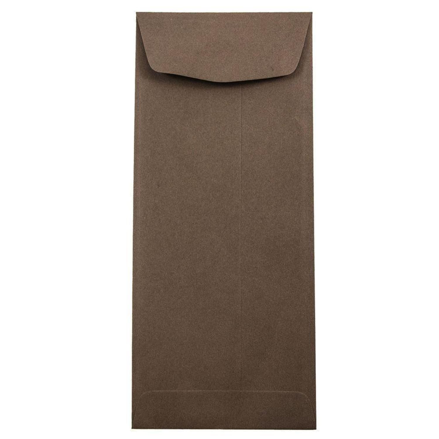 JAM Paper Policy Envelopes, #11, Gummed Seal, 100% Recycled, Chocolate Brown, Pack Of 50 Envelopes