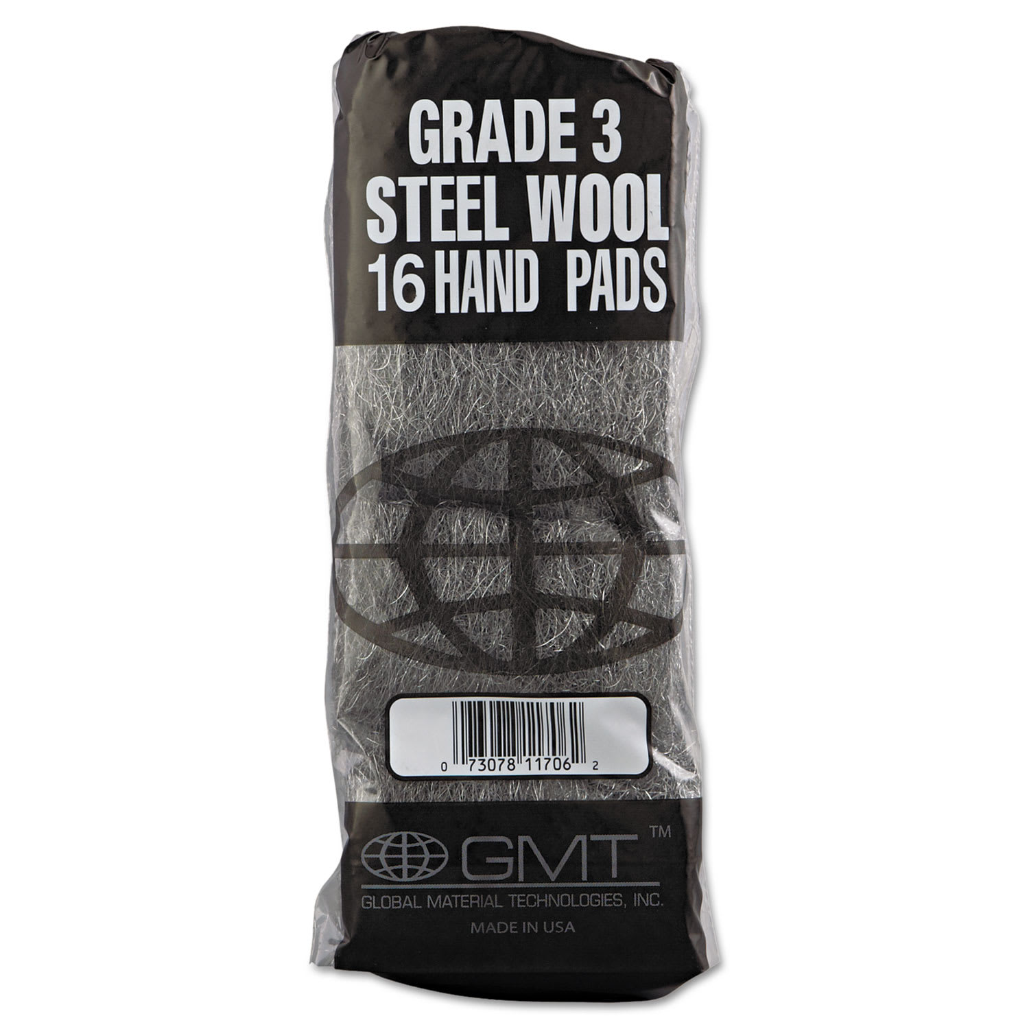 GMT Industrial-Quality Steel Wool Hand Pads, #3 Medium, Steel Gray, 16 Pads/Sleeve, 12 Sleeves/Carton - Image 4