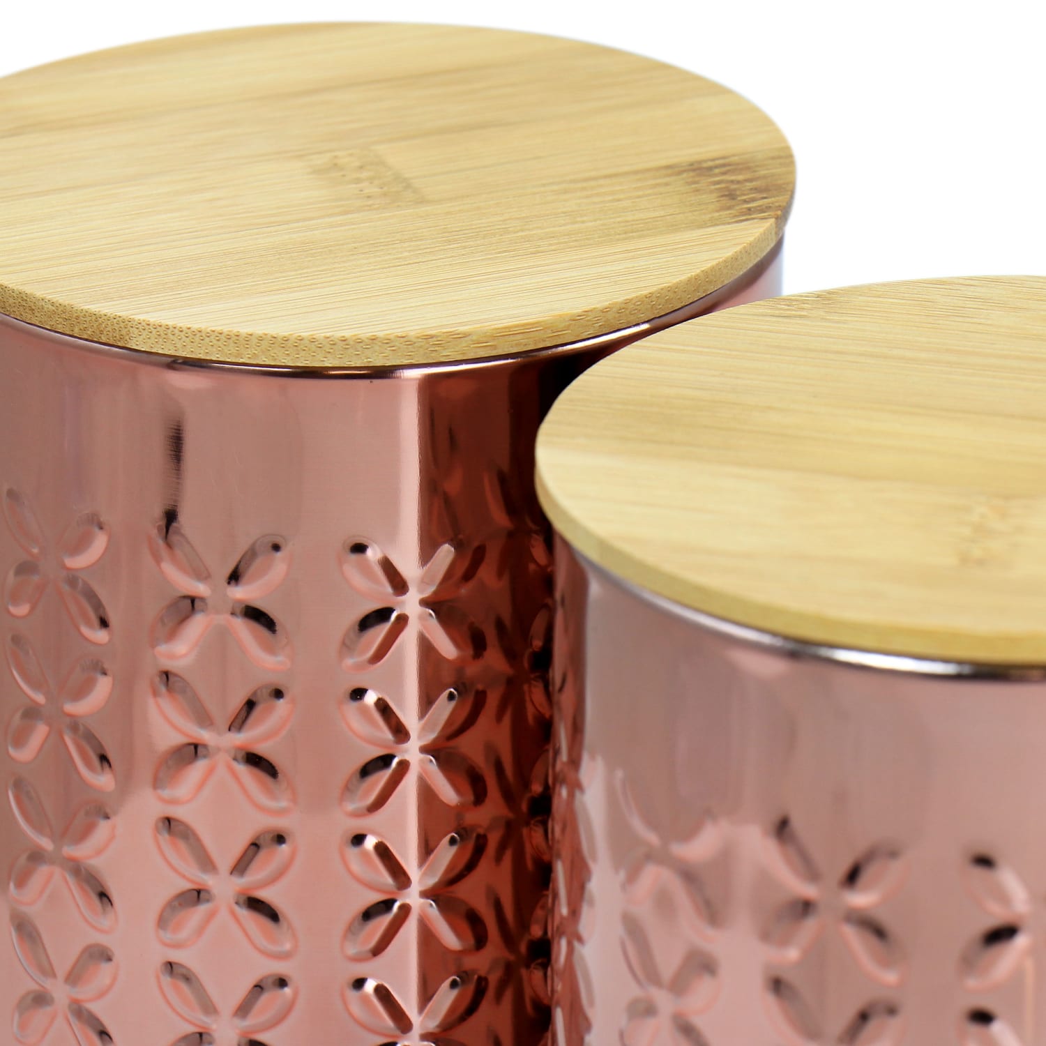 MegaChef Aluminum 3-Piece Kitchen Canister Set, 5-1/2inH x 4-5/16inW x 4-5/16inD, Rose Gold - Image 6