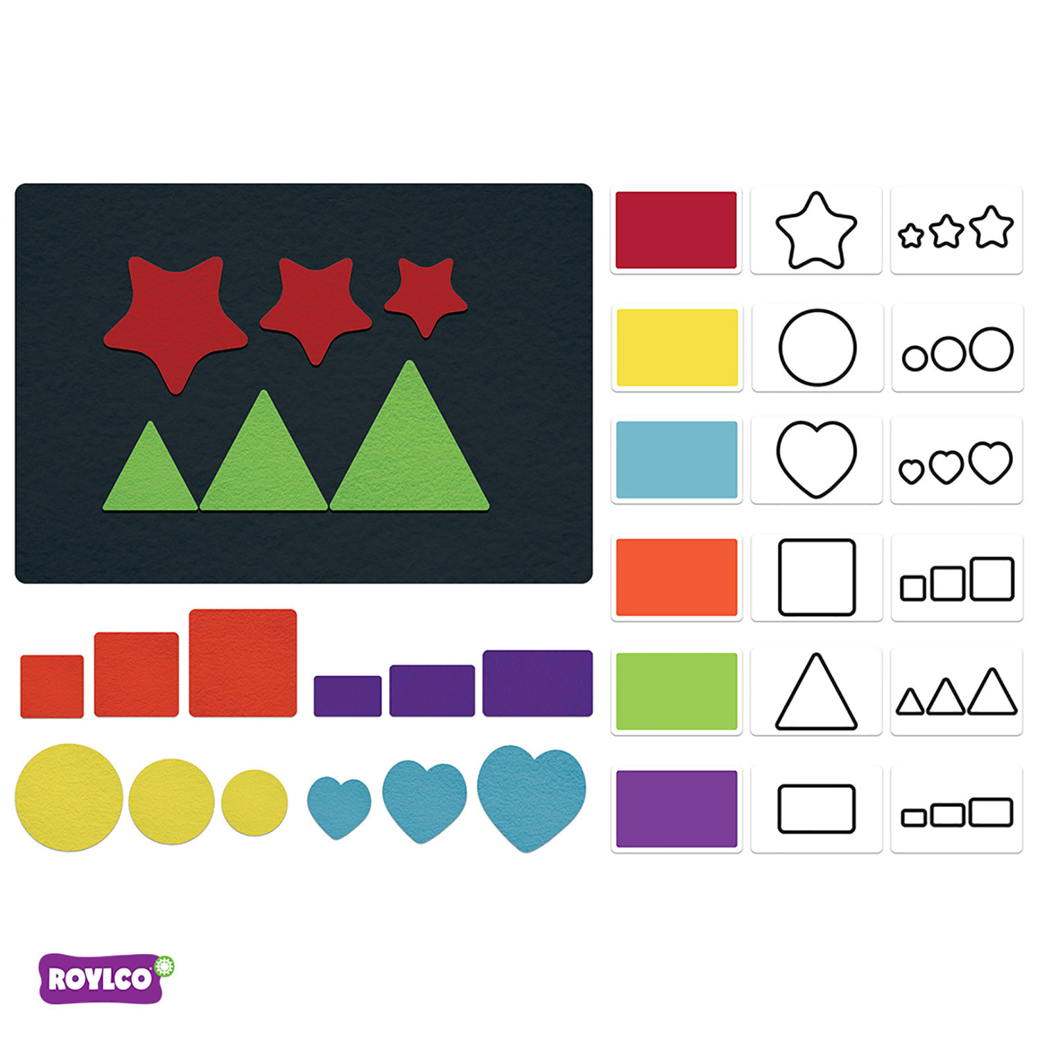 Roylco STEAM Felt Fun Pieces, Learn my Shapes and Colors, Set Of 110 Pieces - Image 3