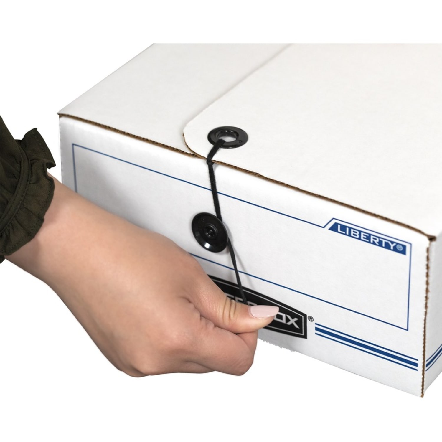 Bankers Box Liberty Corrugated Storage Boxes, 6 3/8in x 9in x 24in, White/Blue, Case Of 12 - Image 5