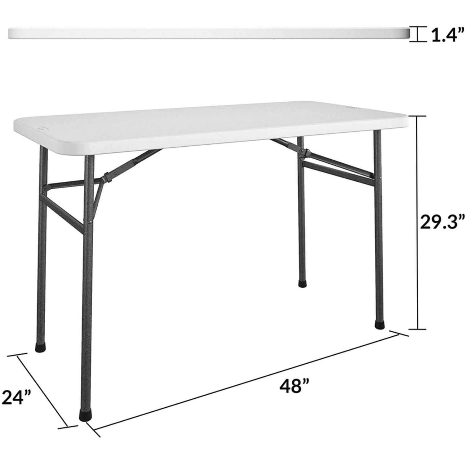Cosco Straight Folding Utility Table - Rectangle Top - Four Leg Base - 4 Legs - 200 lb Capacity - 48in Table Top Width x 24in Table Top Depth - 29.25in Height - White - 1 Each - Image 5