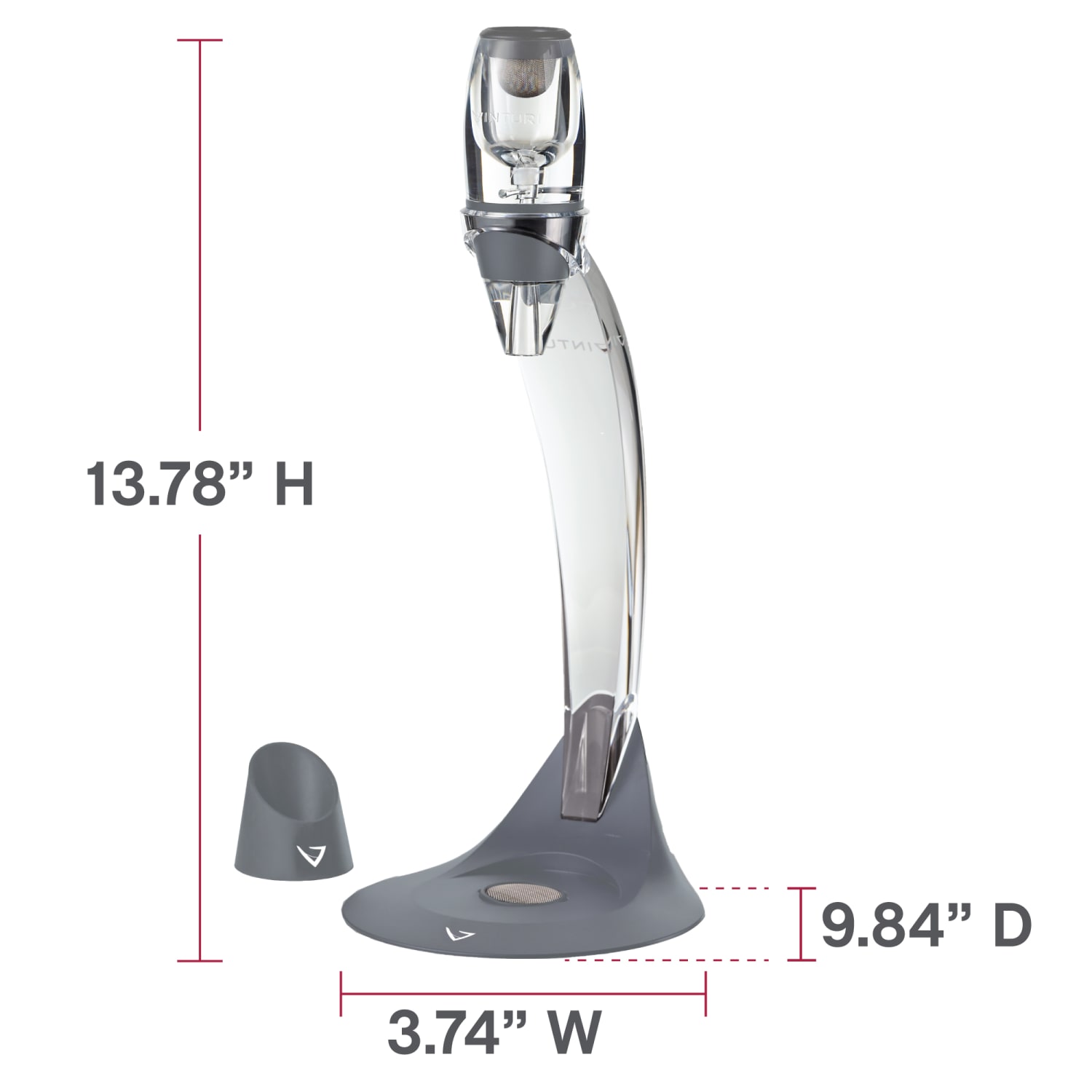 Edgecraft Vinturi Acrylic Wine Aerator Tower Set, Gray - Image 4