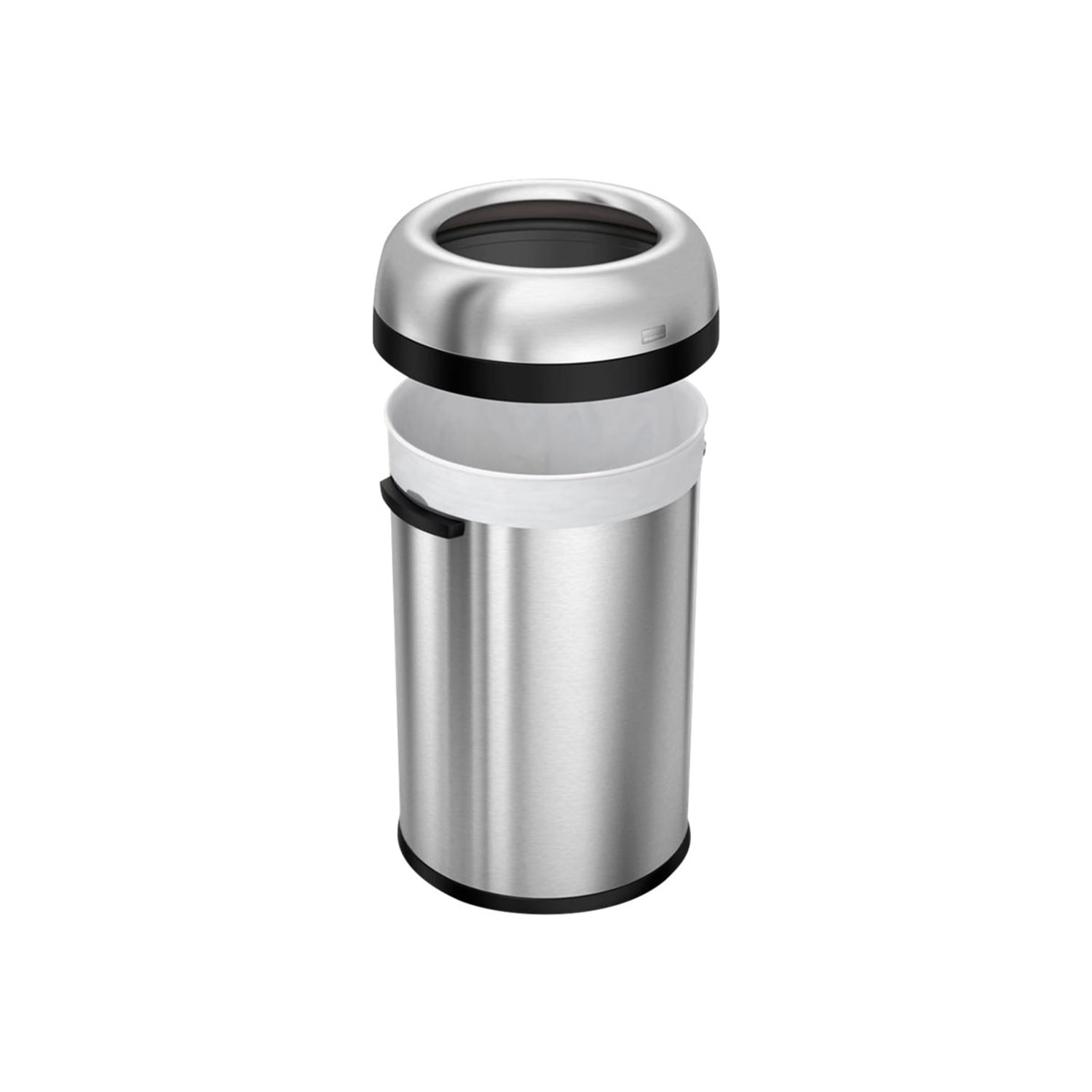 simplehuman Commercial Open Top Trash Can, Bullet Round, 30 Gallons, 32.3in x 18.9in, Brushed Heavy-Gauge Stainless Steel - Image 6