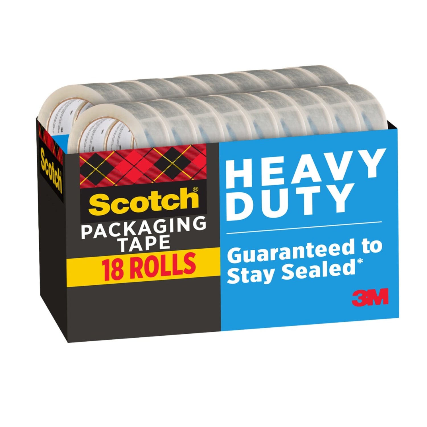 Scotch Heavy Duty Shipping Packing Tape, 18 Tape Rolls, 1 7/8 in x 54.6 yd, 1in Core, Designed for Packing, Shipping and Mailing, Guaranteed to Stay Sealed, Clear - Image 3