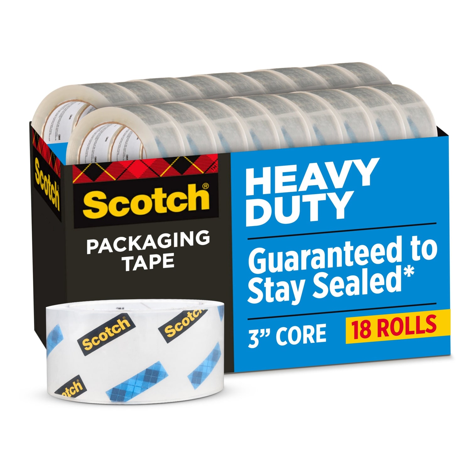 Scotch Heavy Duty Shipping Packing Tape, 18 Tape Rolls, 1 7/8 in x 54.6 yd, 1in Core, Designed for Packing, Shipping and Mailing, Guaranteed to Stay Sealed, Clear - Image 4