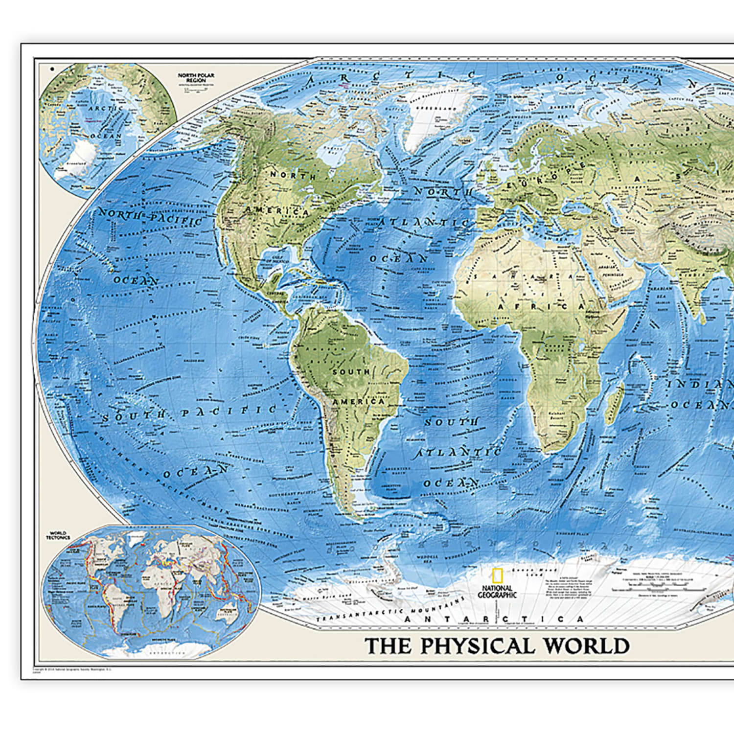 National Geographic World Physical Map, Laminated, 45.75in x 30.5in - Image 3