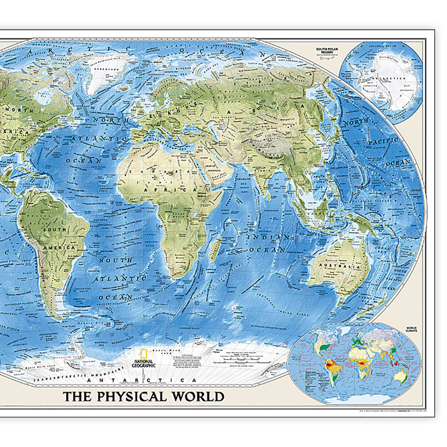 National Geographic World Physical Map, Laminated, 45.75in x 30.5in - Image 4