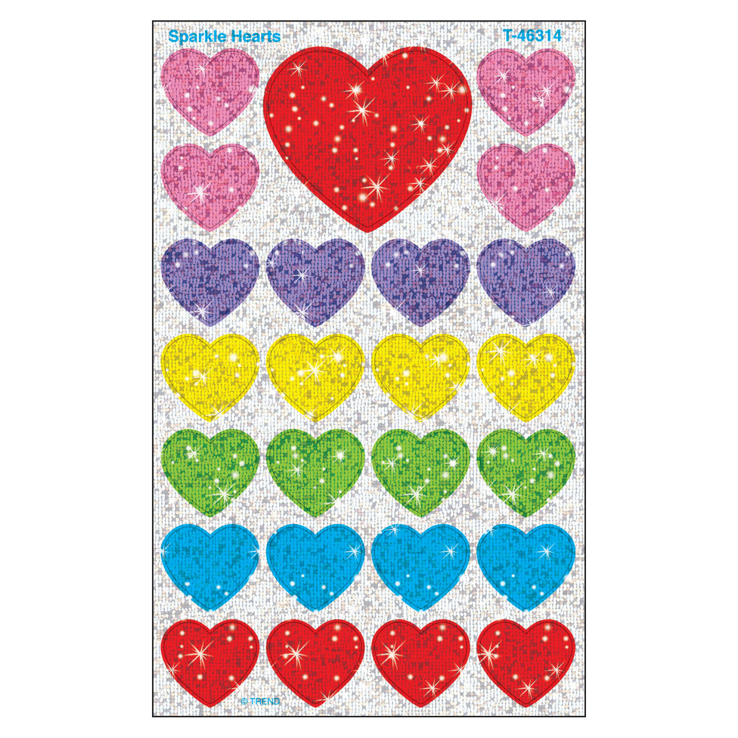 Trend superShapes Stickers, Sparkle Hearts, 100 Stickers Per Pack, Set Of 6 Packs - Image 3