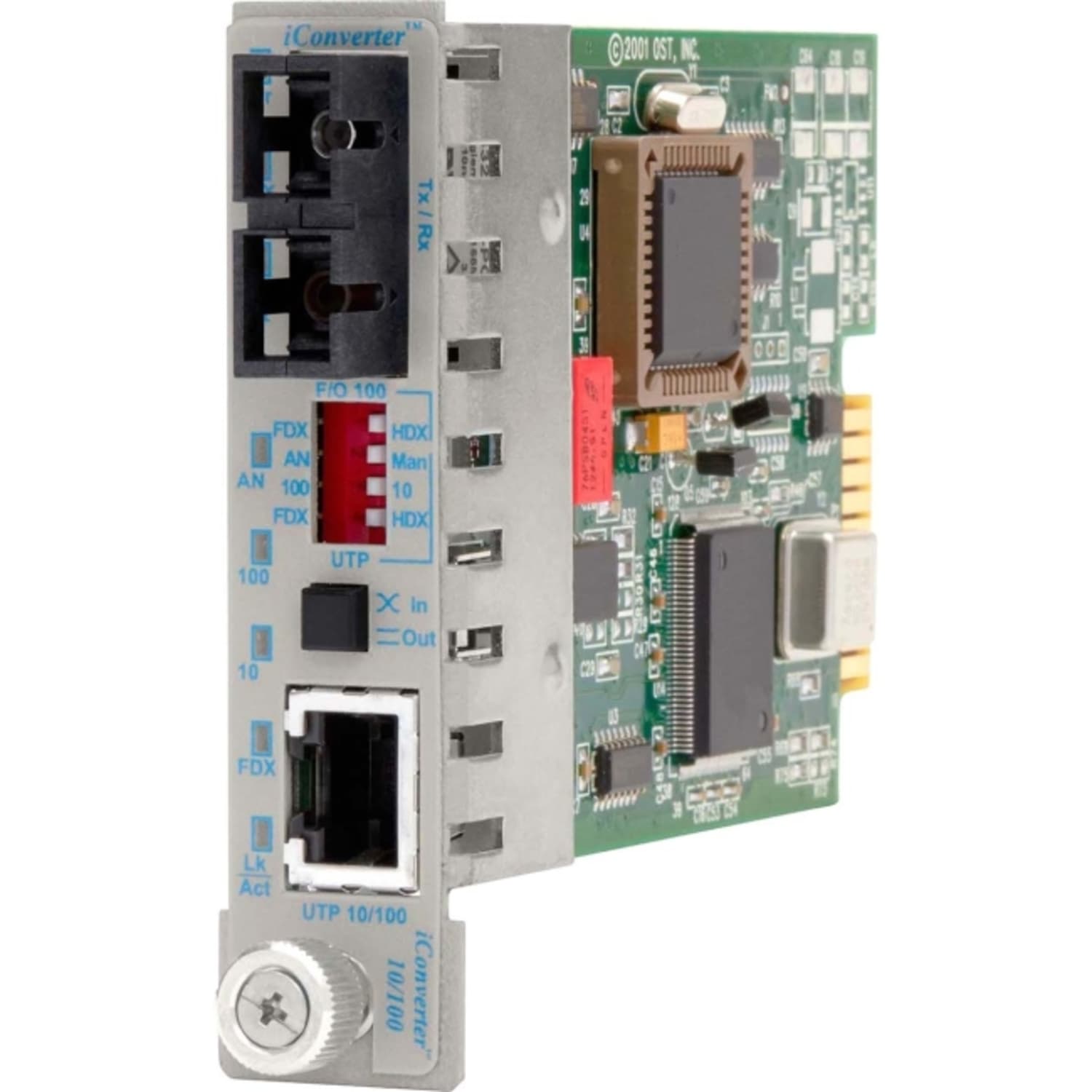 Omnitron iConverter 10/100 - Fiber media converter - 100Mb LAN - 10Base-T, 100Base-FX, 100Base-TX - RJ-45/SC single-mode - up to 18.6 miles - 1310 nm - Image 3