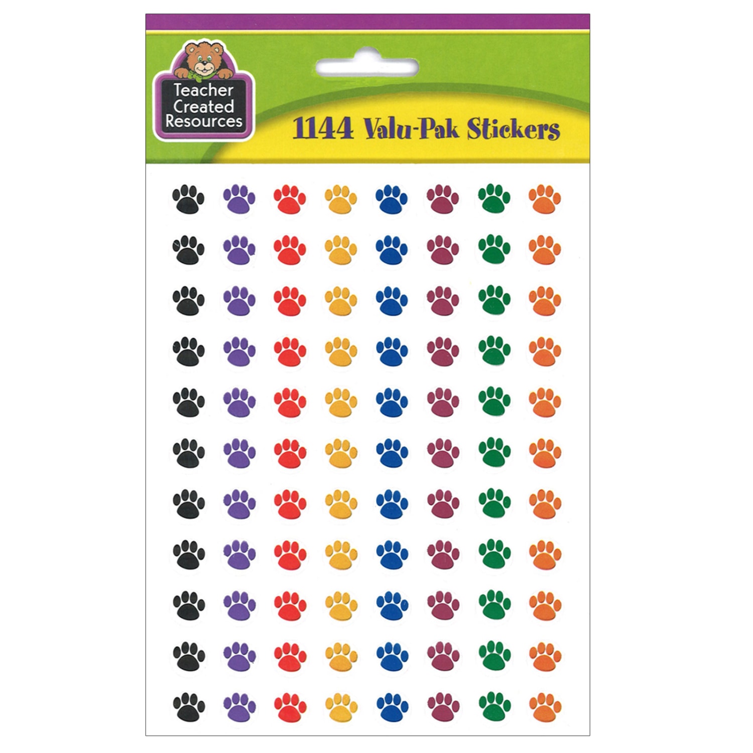 Teacher Created Resources Mini Stickers, 3/8in, Colorful Paw Prints, 1,144 Stickers Per Pack, Set Of 6 Packs - Image 3