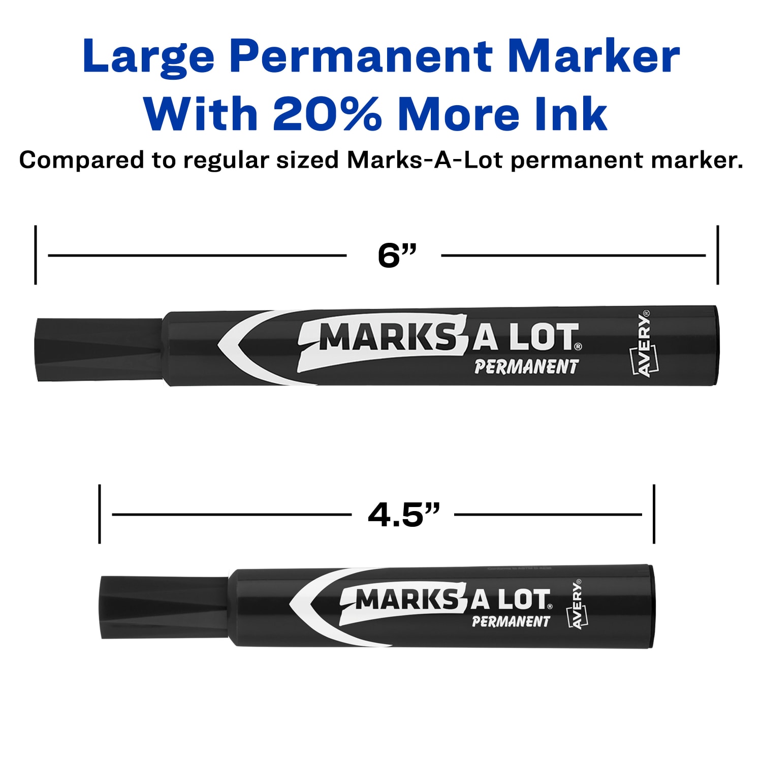 Avery Marks A Lot Permanent Markers, Chisel Tip, Large Desk-Style Size, Black, Pack Of 12 - Image 3