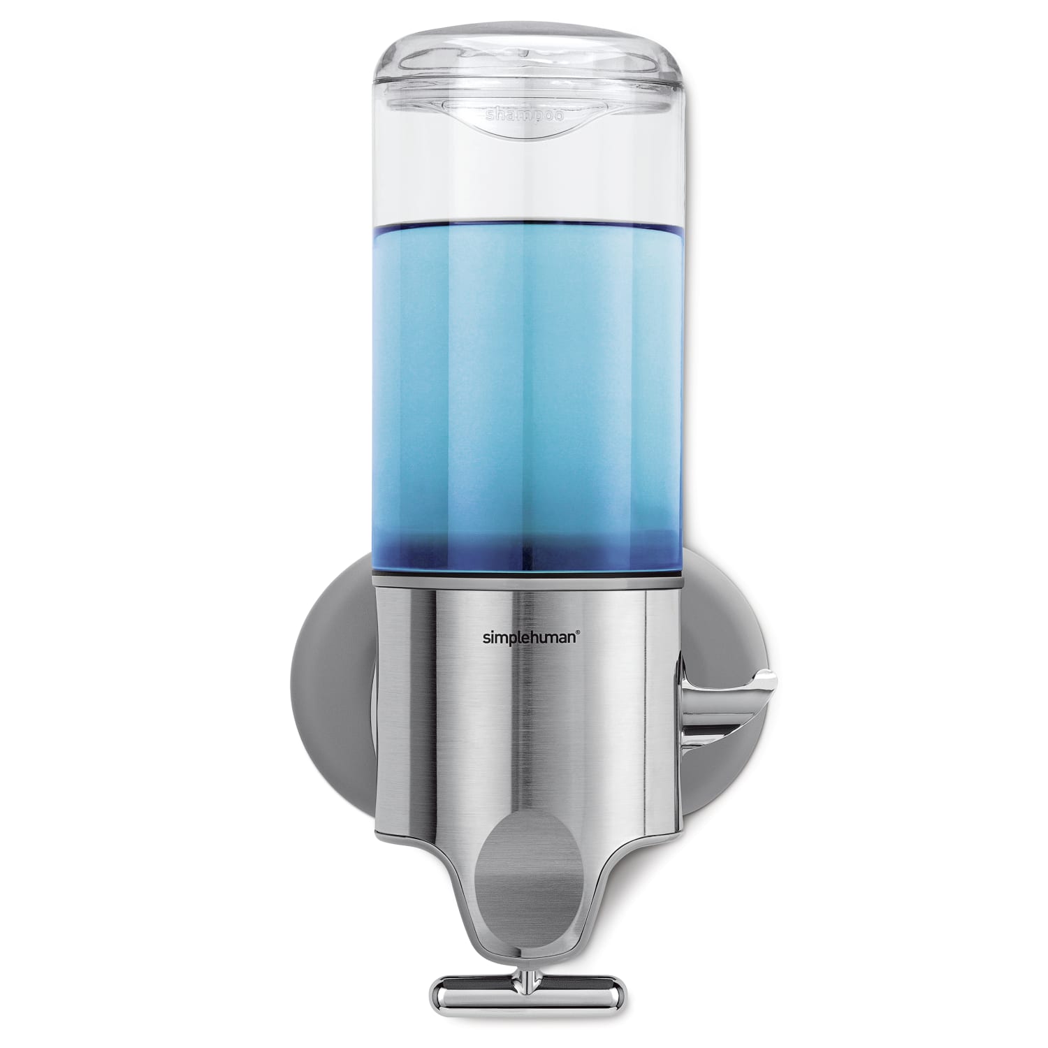 simplehuman Wall Mount Soap Pump, Single, 15 fl.oz. Shampoo and Soap Dispenser, Stainless Steel
