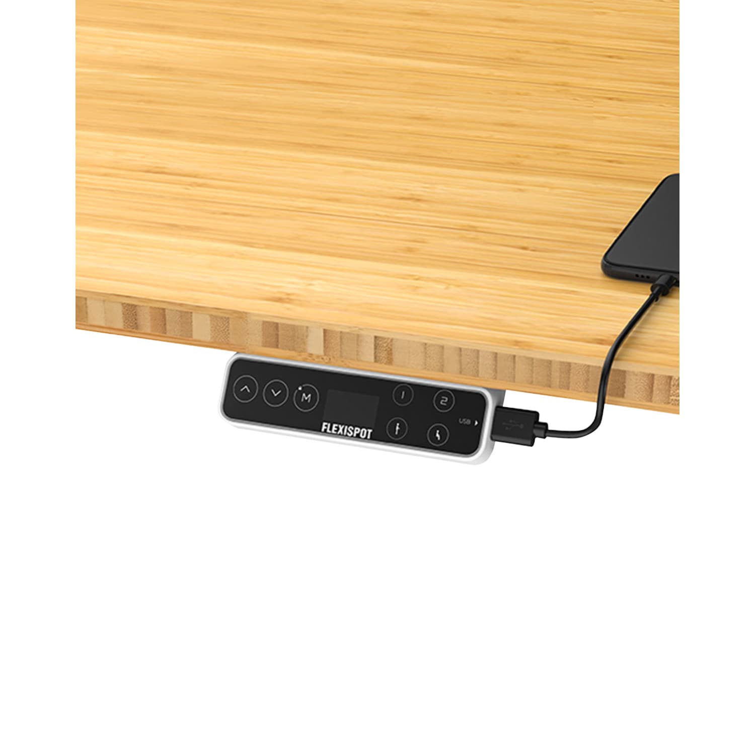 FlexiSpot E7 55inW Height-Adjustable Standing Desk, Bamboo/White - Image 4
