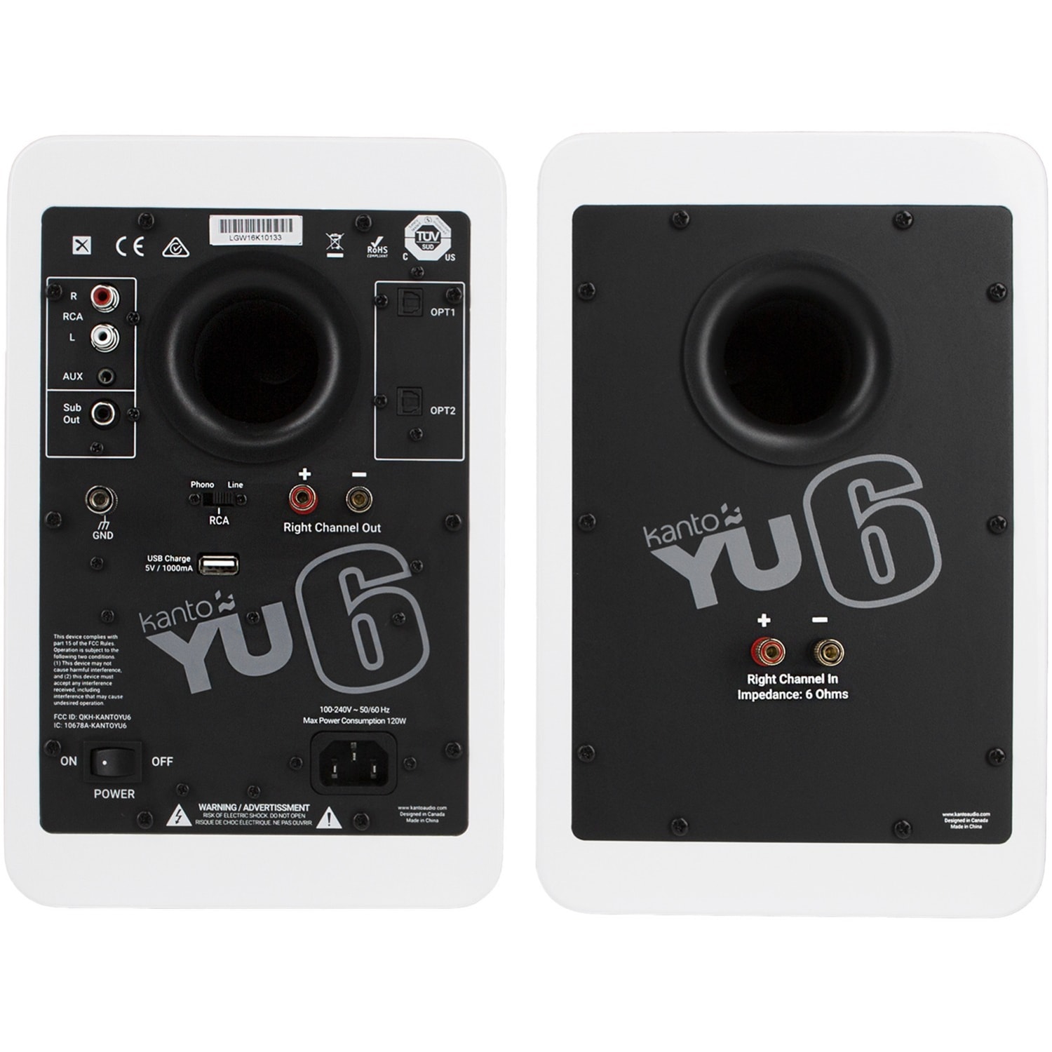 Kanto YU6MW 2.0 Bluetooth Speaker System - 100 W RMS - Matte White - Bookshelf - 50 Hz to 20 kHz - USB - Image 5