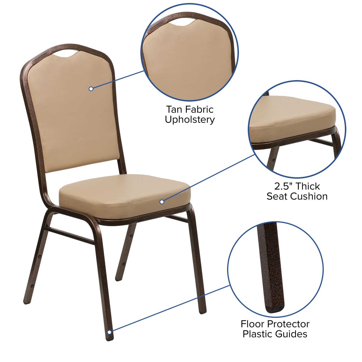 Flash Furniture HERCULES Series Crown-Back Stacking Banquet Chair, Tan/Copper - Image 6
