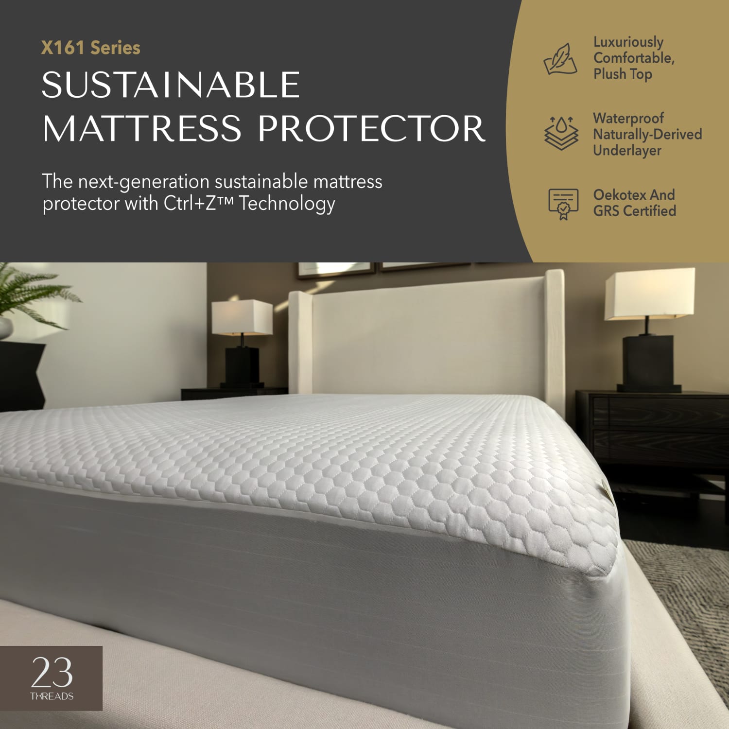 23 Threads Knitted Matelasse Mattress Protector, Ctrl+Z Technology, White, Queen Extra Deep, Case Of 8 - Image 3