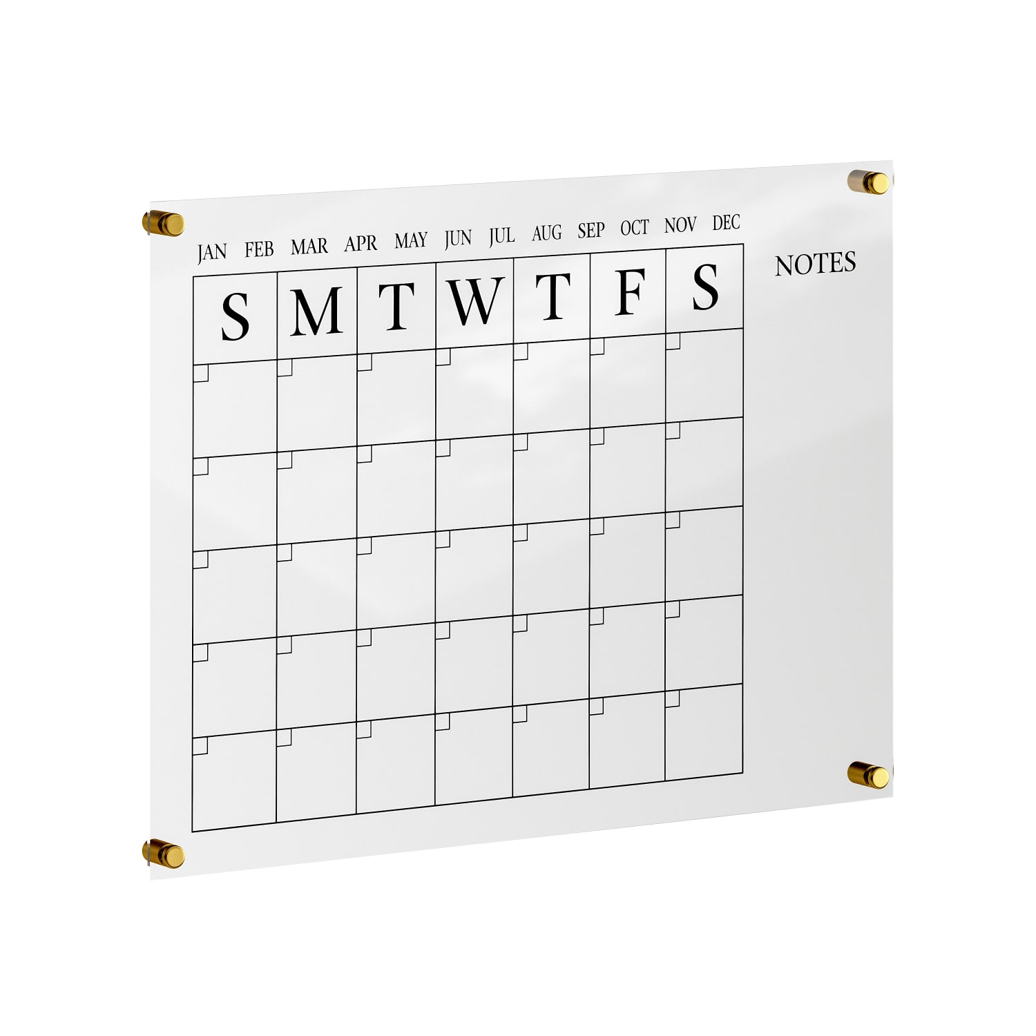 Martha Stewart Grayson Monthly Acrylic Wall Calendar, 18in x 24in, Clear/Black, Undated