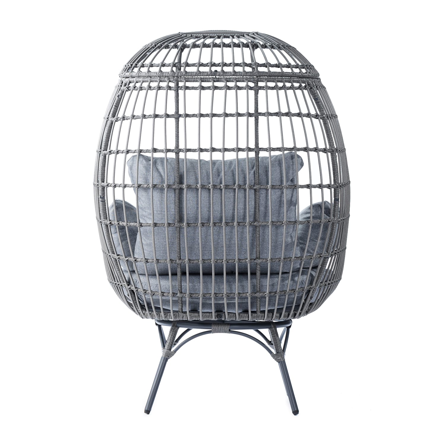 Flash Furniture Zola Commercial IndoorOutdoor Oversized Wicker Egg Swivel Lounge Chair with 4 Cushions   SBC335GYGY PopularChairscom