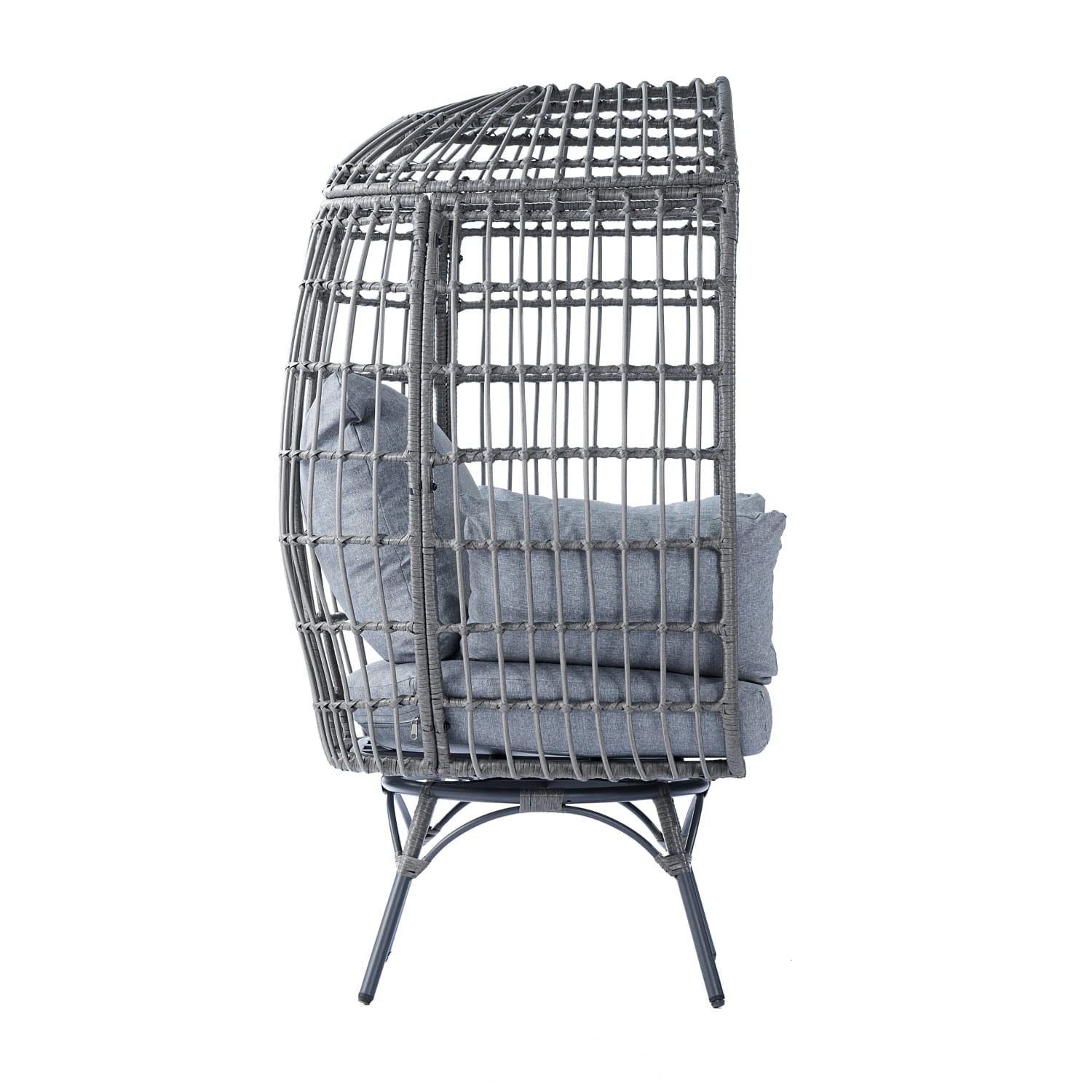Flash Furniture Zola Commercial IndoorOutdoor Oversized Wicker Egg Swivel Lounge Chair with 4 Cushions   SBC335GYGY PopularChairscom