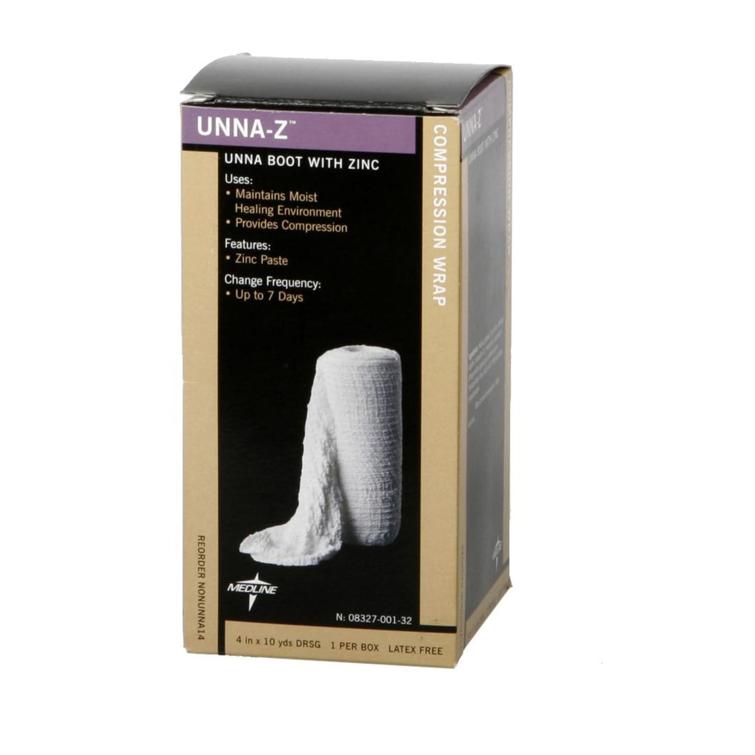 Medline Unna-Z Zinc-Oxide Impregnated Gauze Bandage, 3in x 10 Yd., White
