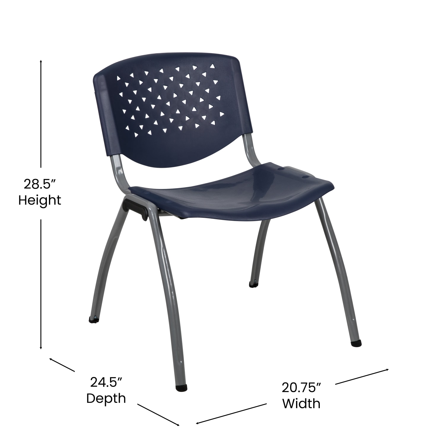 Flash Furniture HERCULES Series Plastic Stack Chair With Titanium Frame Navy PopularChairscom
