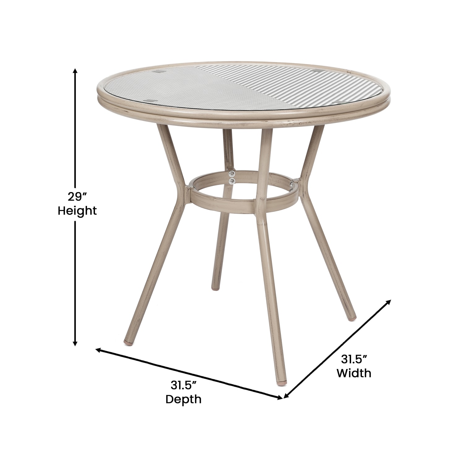 Flash Furniture Marseille Indoor/Outdoor Commercial Bistro 31.5in Table, Black & White Textilene/Light Natural Frame - SDA641804107BWL - Image 6