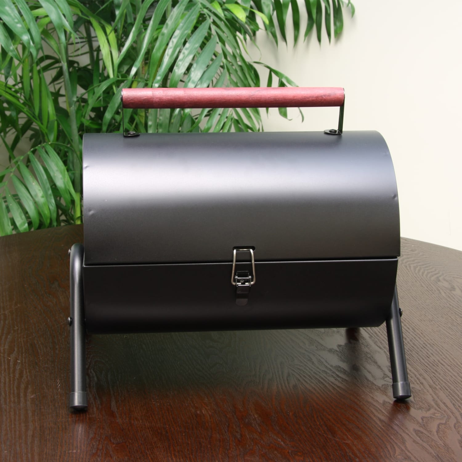 Gibson Home Delwin Carbon Steel Portable Barrel Charcoal BBQ Grill, 15inH x 14inW x 11inD, Black/Burgundy - Image 3