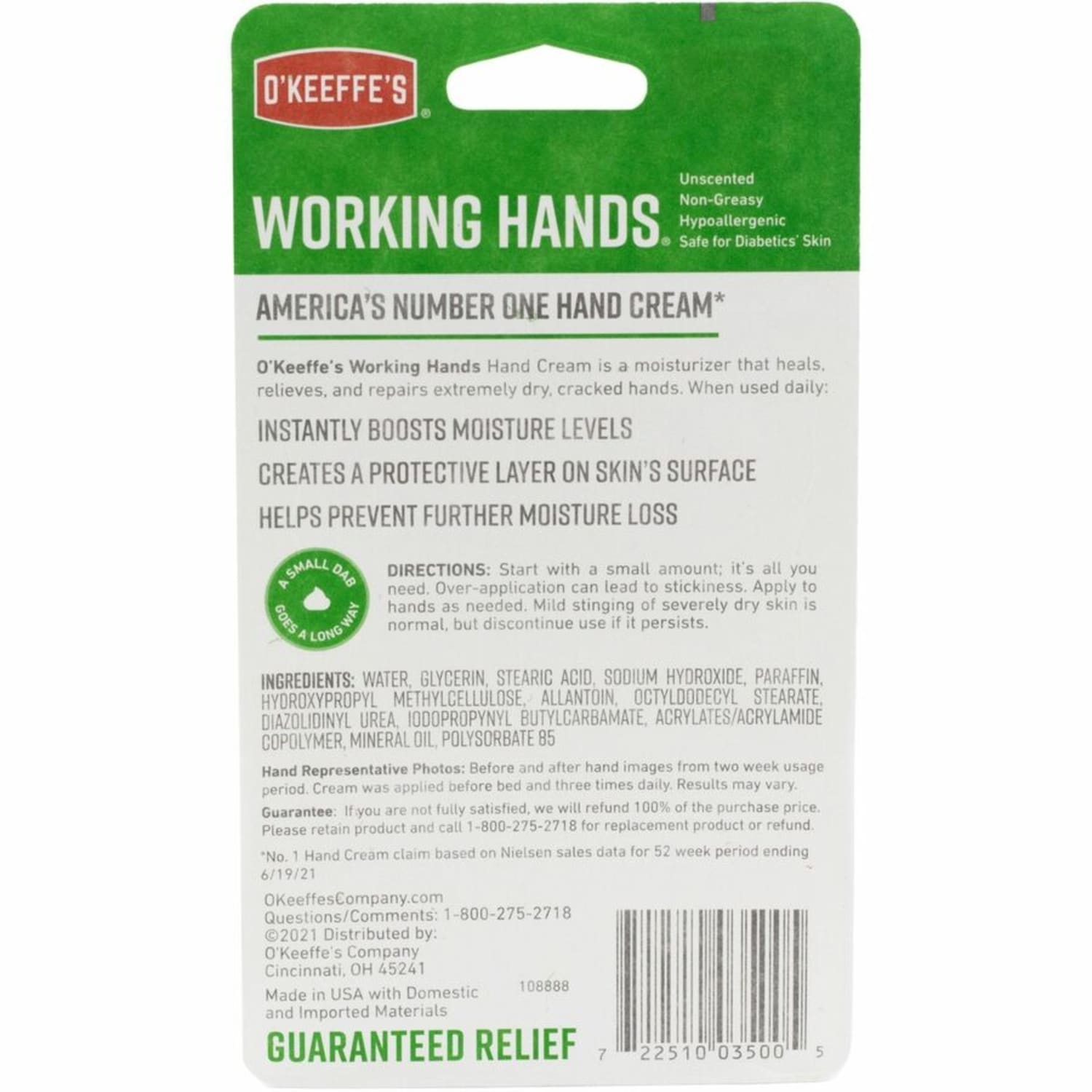 O-Keeffes Working Hands Hand Cream - Cream - 3.40 fl oz - For Dry Skin - Applicable on Hand - Cracked/Scaly Skin - Moisturising - 1 Each - Image 6