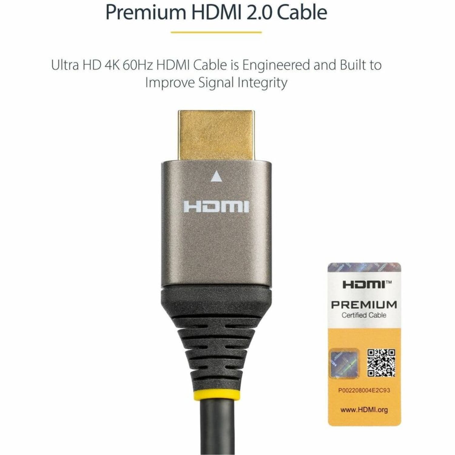 StarTech.com 16ft (5m) Premium Certified HDMI 2.0 Cable, High Speed Ultra HD 4K 60Hz HDMI Cable w/ Ethernet, HDR10, UHD HDMI Monitor Cord - 16 feet (5m) Premium Certified High-Speed HDMI cable with Ethernet - Image 6