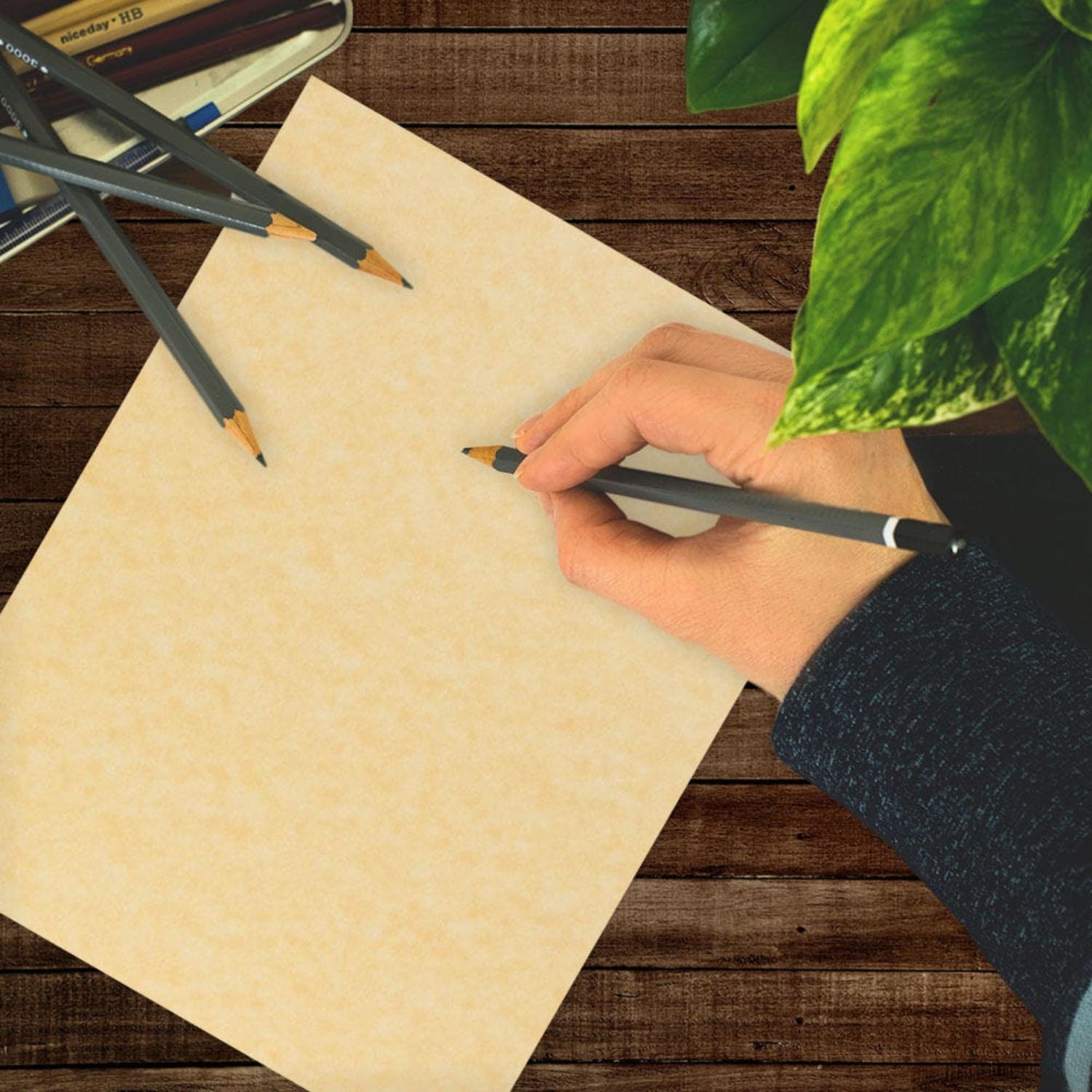 JAM Paper Parchment Paper, Antique Gold, Letter (8.5in x 11in), 50 Sheets Per Pack, 24 Lb, 30% Recycled - Image 3