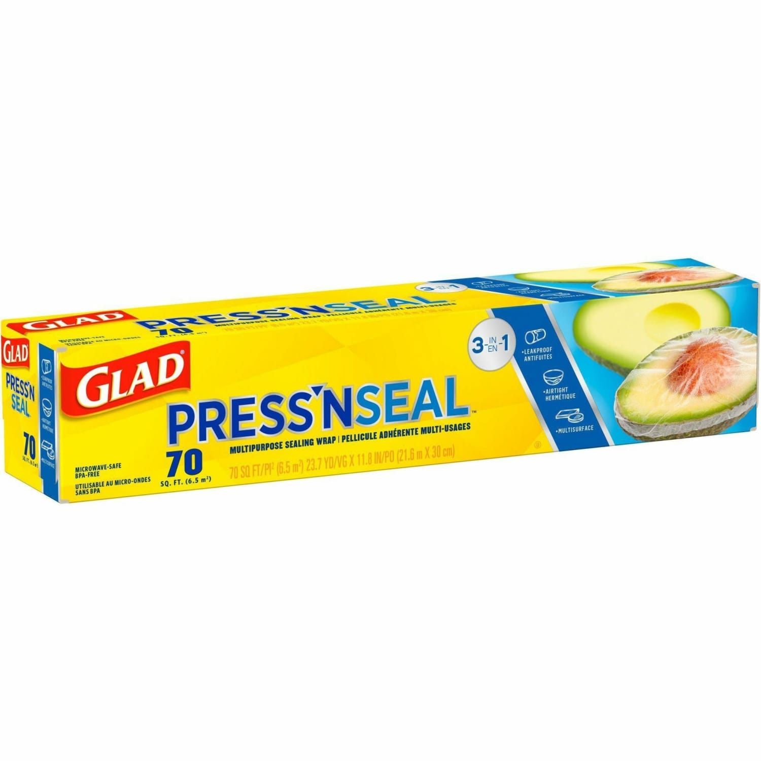 Glad PressN Seal Food Plastic Wrap - 11.80in Width x 71.10 ft Length - Durable, Freezer Safe, Microwave Safe, Cutting Edge - Plastic - Clear - 1 Each - Image 4