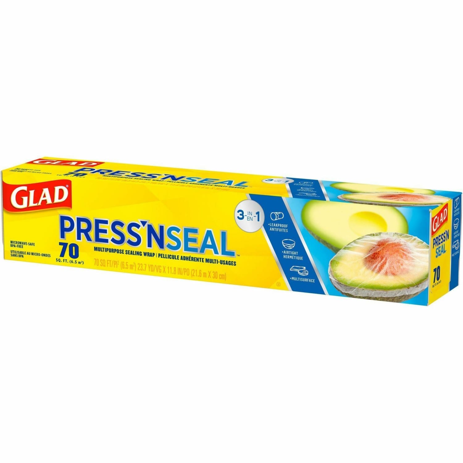 Glad PressN Seal Food Plastic Wrap - 11.80in Width x 71.10 ft Length - Durable, Freezer Safe, Microwave Safe, Cutting Edge - Plastic - Clear - 1 Each - Image 5