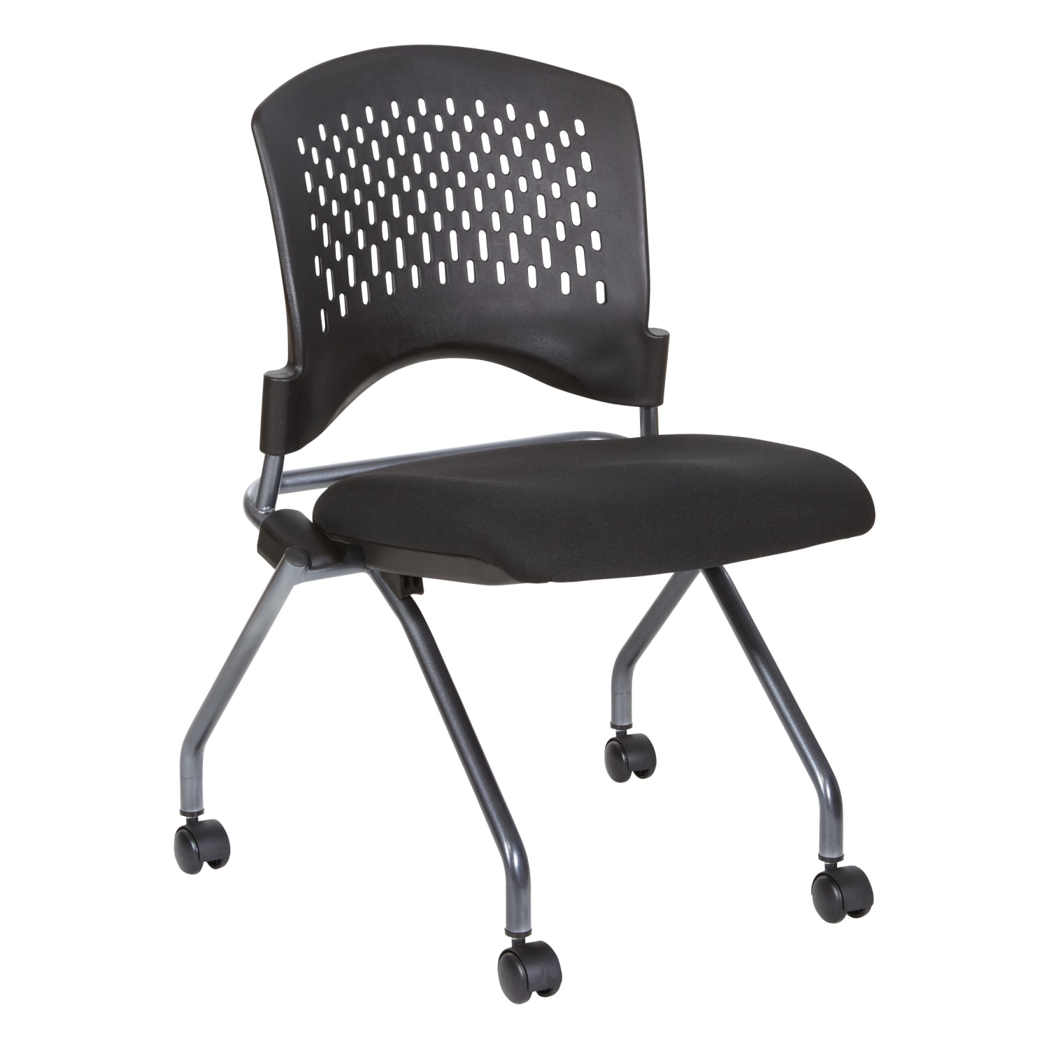 Office Star Folding Chair With Casters Black PopularChairscom
