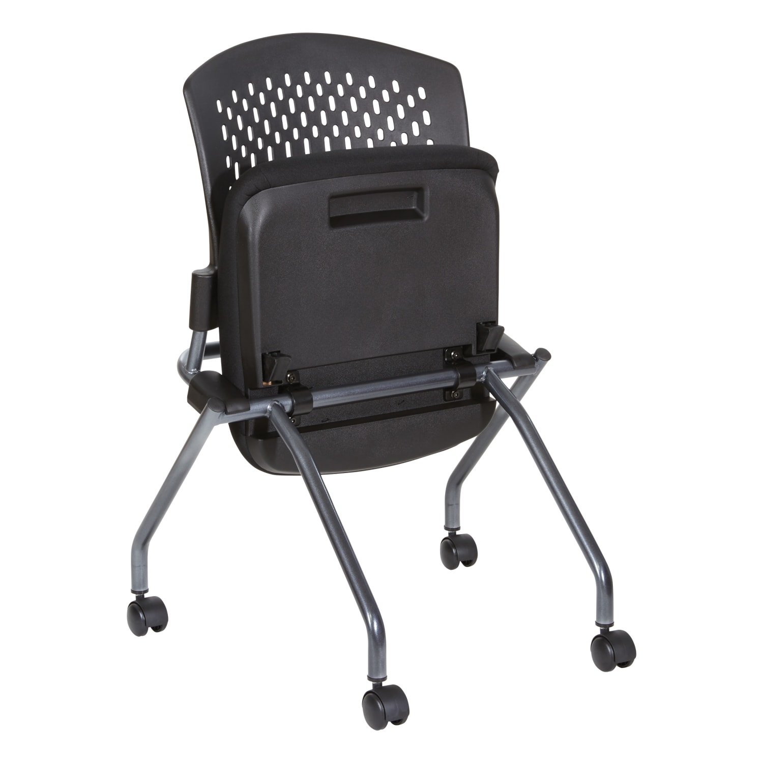 Office Star Folding Chair With Casters Black PopularChairscom