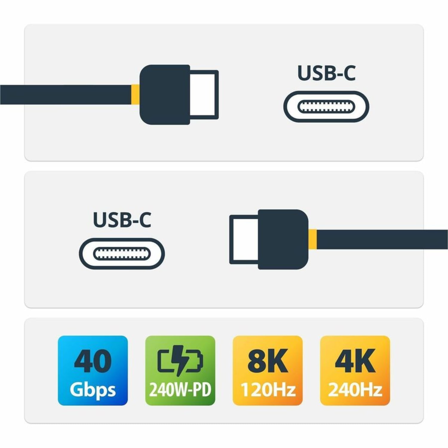 StarTech.com 1m (3.3ft) USB4 Cable, USB-IF Certified USB-C Cable, 40 Gbps, 240W PD 3.1, 8K 60Hz, Compatible w/Thunderbolt/USB 3.2 Ports - Image 4