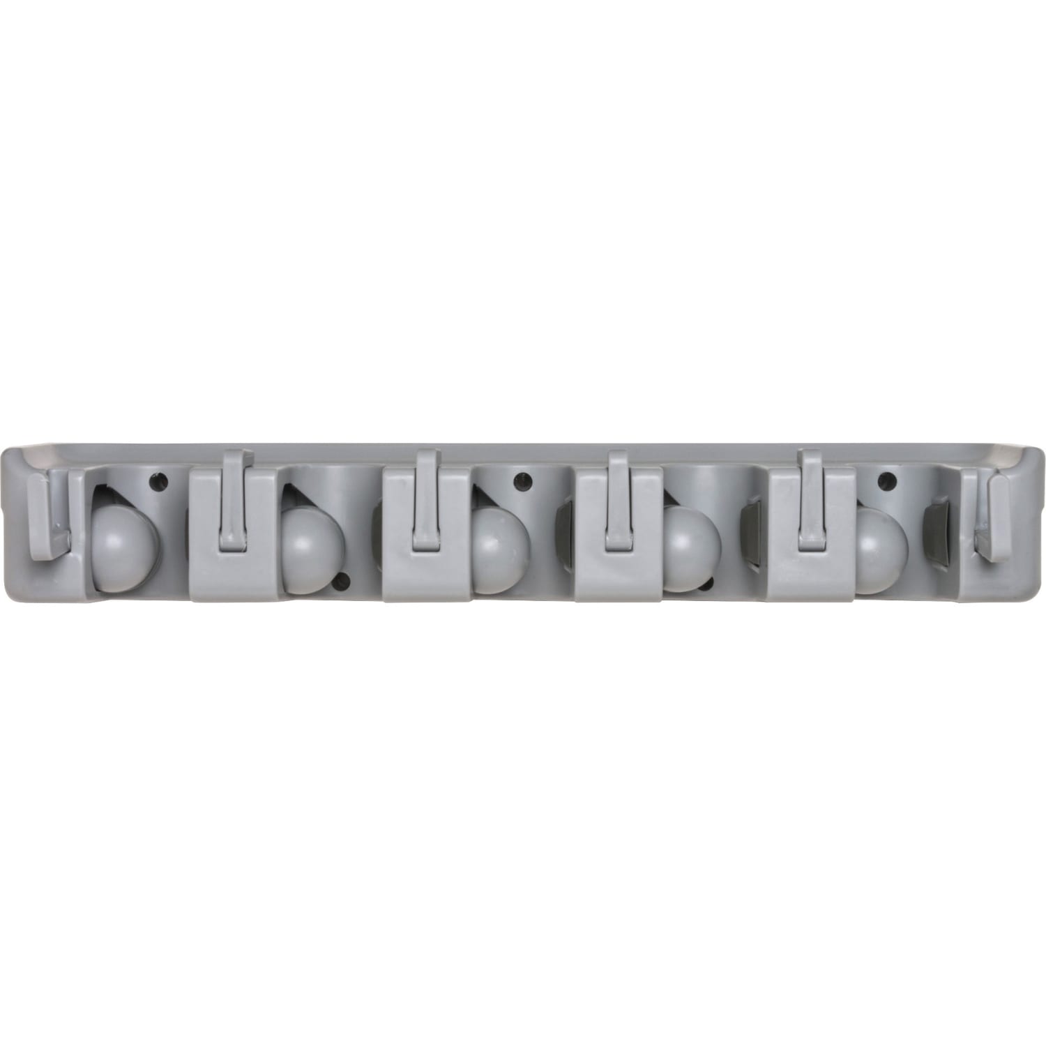 Genuine Joe Cleaning Tool Wall Organizer Rack - 5 x Broom - 3.75in Height x 16.50in Width x 2.75in Depth - Gray - ABS Plastic - 24 / Carton - Image 4