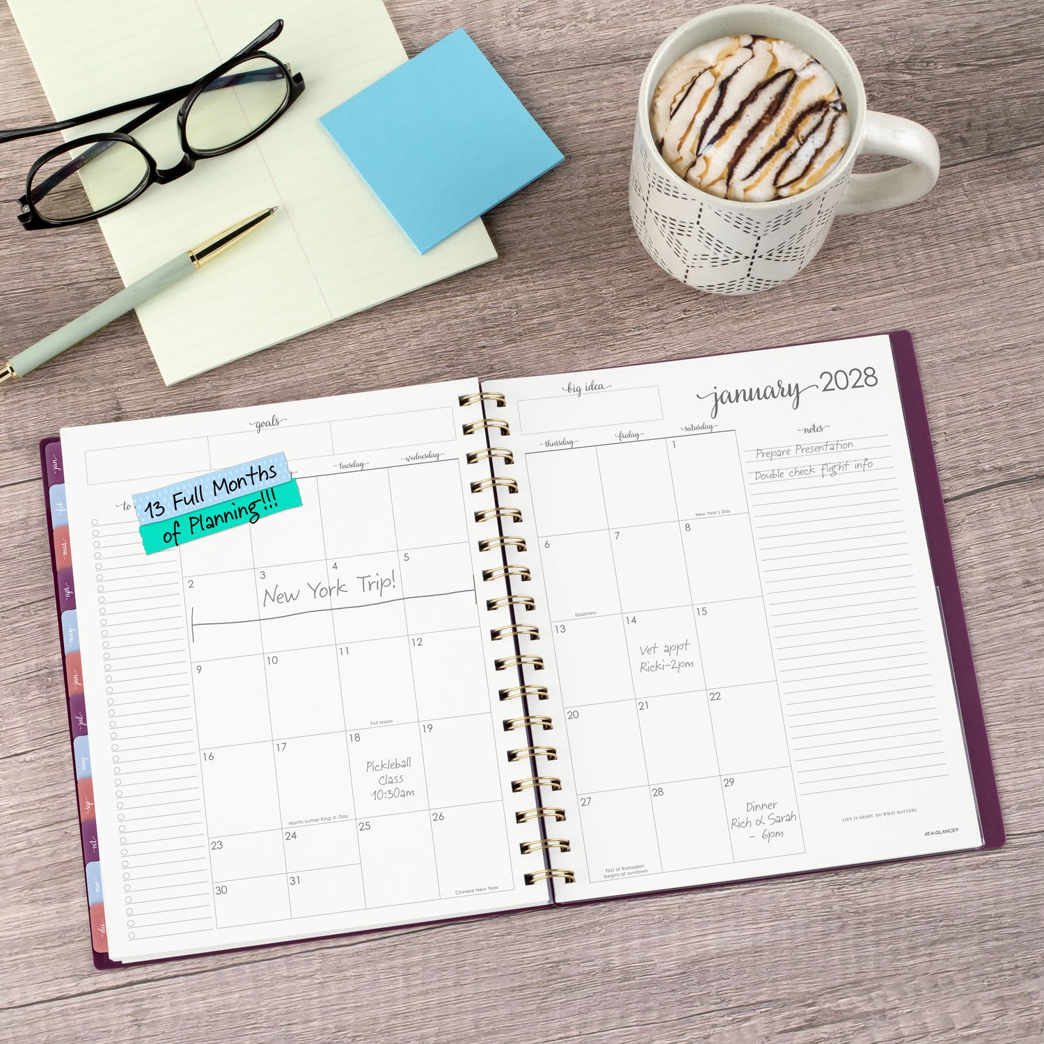 AT-A-GLANCE Harmony 2027 Weekly Monthly Planner, Mulberry, Medium, 7in x 8 3/4in - Image 4