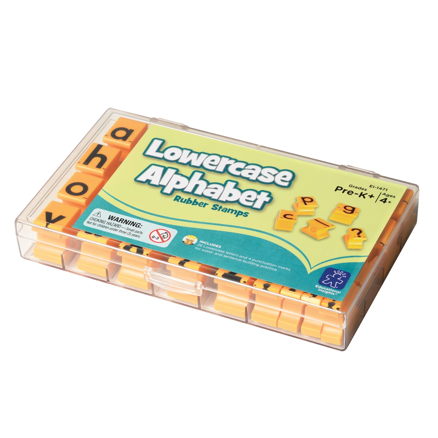 Educational Insights Lowercase Alphabet Stamps, 5/8in, Yellow, Set Of 30, 2 Sets