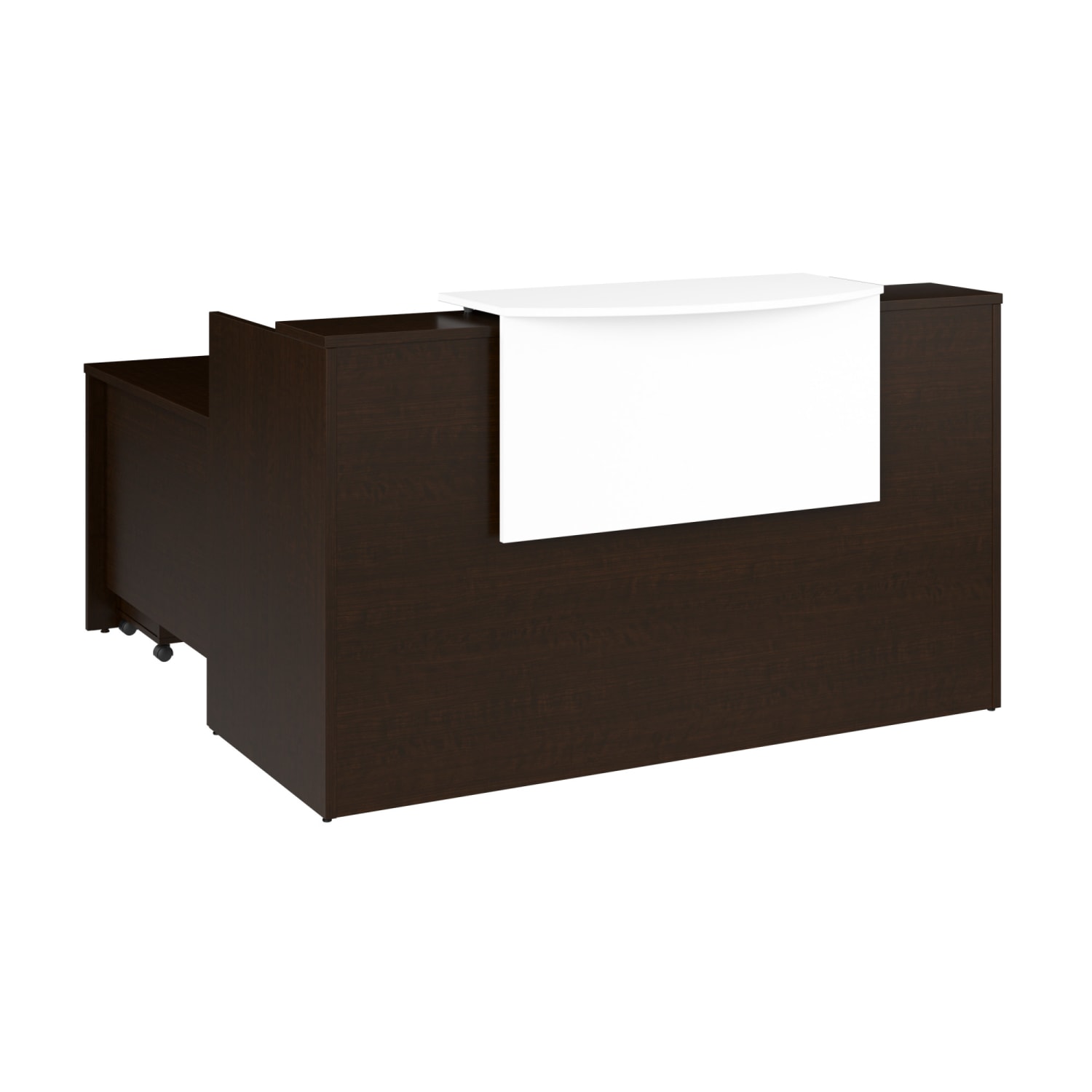 Bush Business Furniture Arrive 72inW L Shaped Reception Desk with Counter and Mobile File Cabinet, Mocha Cherry, Standard Delivery - Image 3