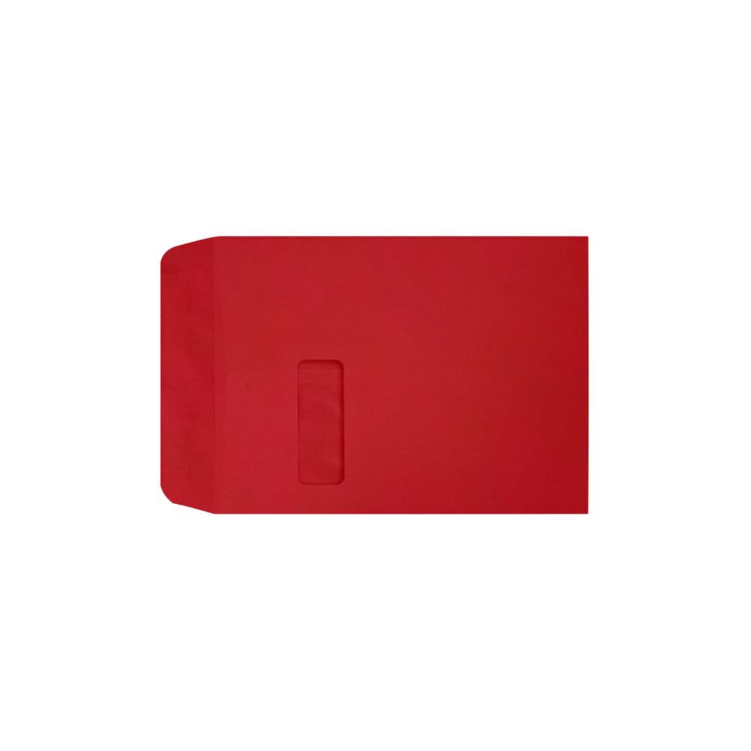 LUX #9 1/2 Open-End Window Envelopes, Top Left Window, Self-Adhesive, Ruby Red, Pack Of 50