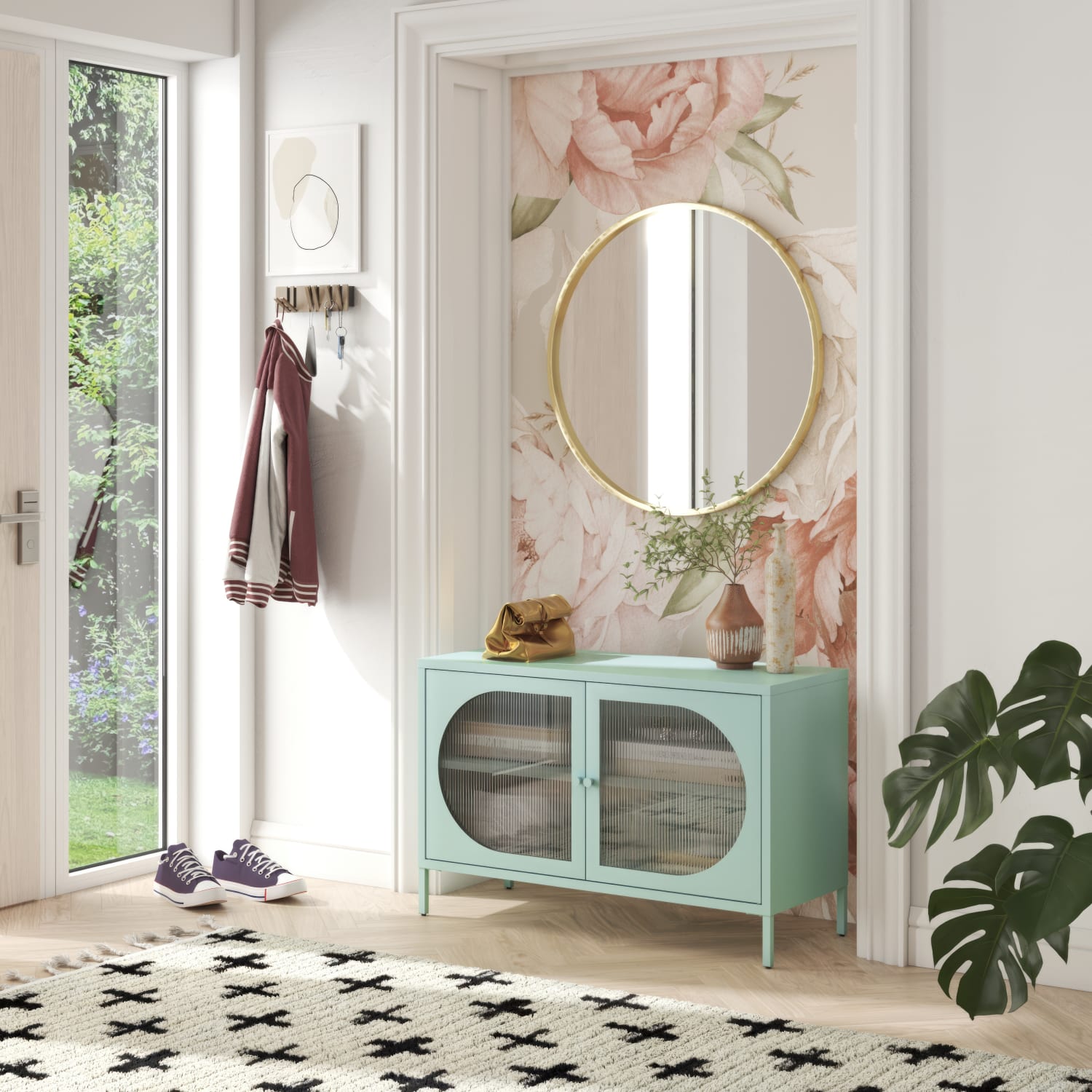 Ameriwood Home Mr. Kate Luna 40inW 2-Door Accent Cabinet With Fluted Glass, Sky Blue - Image 3