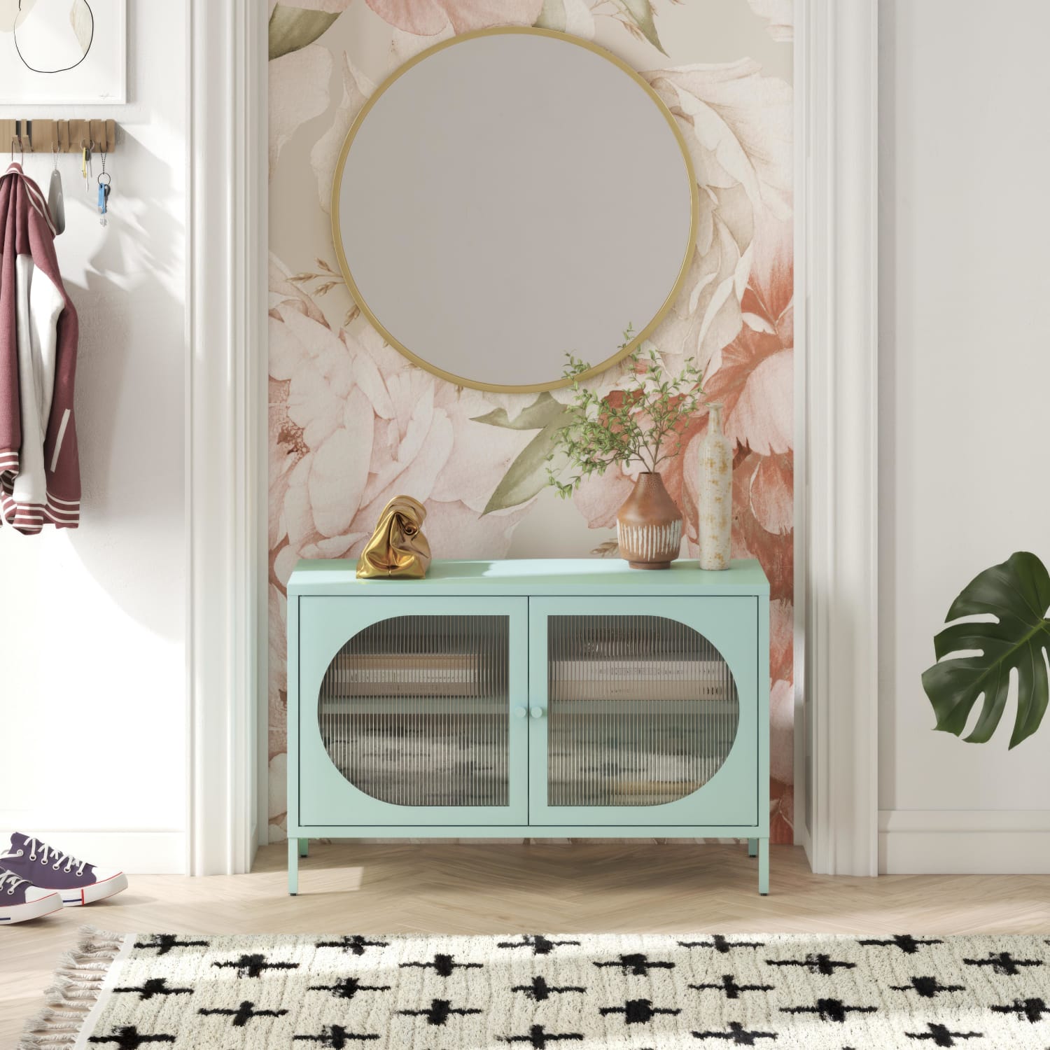 Ameriwood Home Mr. Kate Luna 40inW 2-Door Accent Cabinet With Fluted Glass, Sky Blue - Image 5