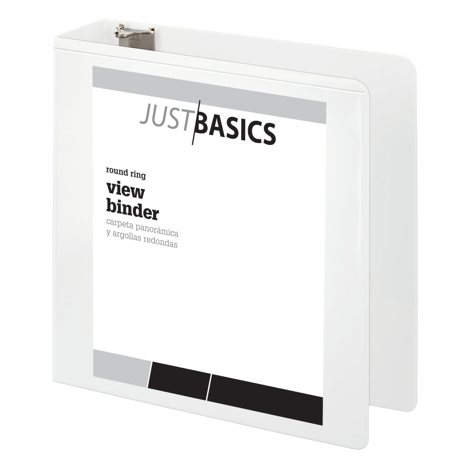 Just Basics Basic View 3-Ring Binder, 3in Round Rings, White - Image 3