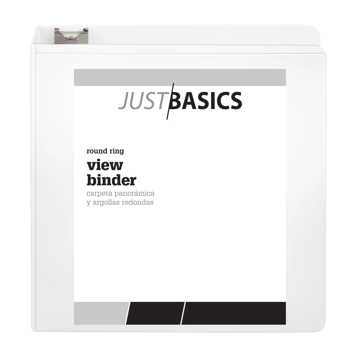 Just Basics Basic View 3-Ring Binder, 3in Round Rings, White - Image 4