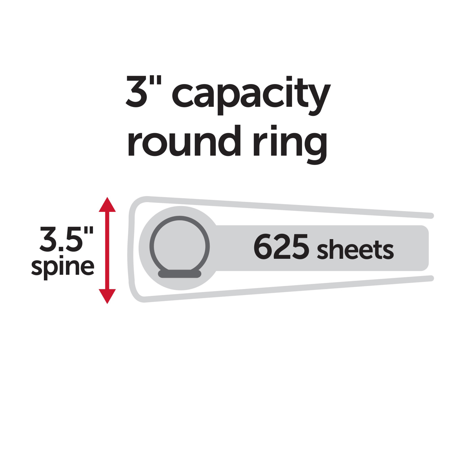 Just Basics Basic View 3-Ring Binder, 3in Round Rings, White - Image 6