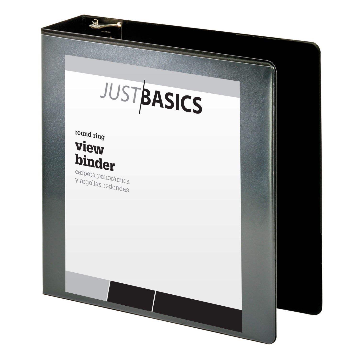 Just Basics Basic View 3-Ring Binder, 3in Round Rings, Black - Image 3