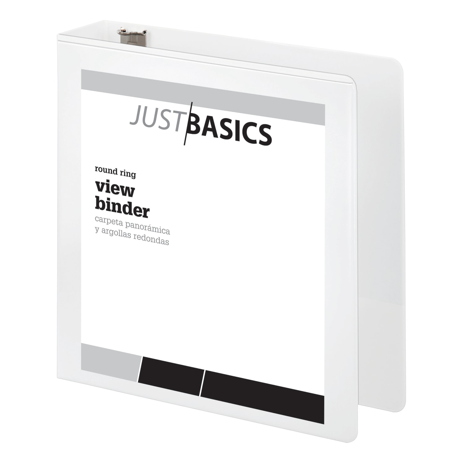 Just Basics Basic View 3-Ring Binder, 2in Round Rings, White - Image 3